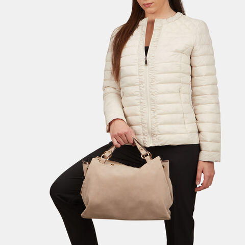 Bolso de mano de mujer en ante, Beige Bolso de mano de mujer en ante, Beige